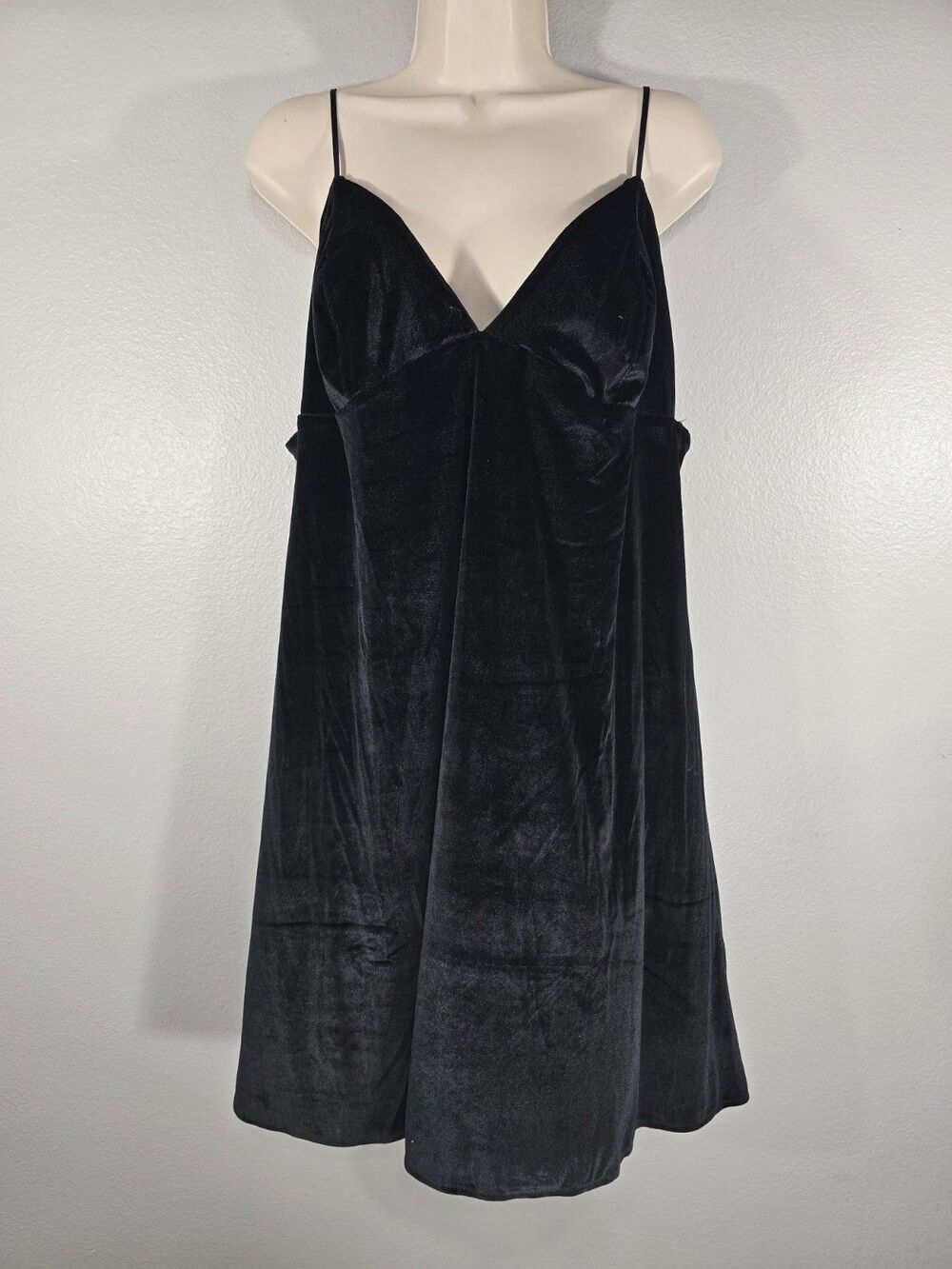 Victoria Secret Lingerie Chemise Slip Dress Black Solid Velvet gown XXL NWT BX